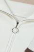 Striped O-Ring Zip Front Collared Drop Shoulder Long Sleeve Sweater Dress